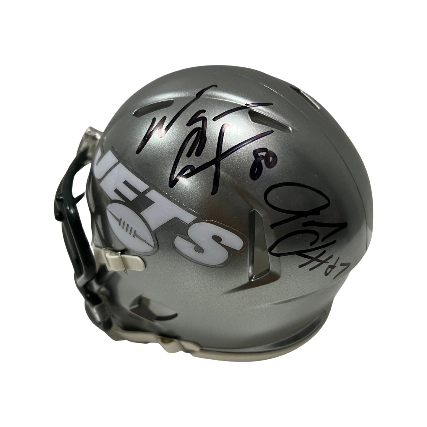 Wayne Chrebet & Laveranues Coles Autographed New York Jets Flash Mini Helmet Steiner CX