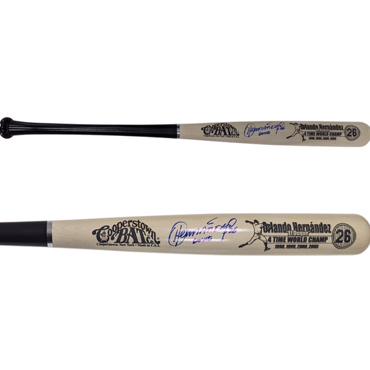 Orlando Hernandez Autographed New York Yankees White Barrel Cooperstown Bat Steiner CX