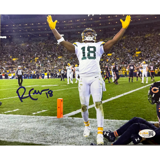 Randall Cobb Autographed Green Bay Packers Arms Up White Jersey 8x10 JSA