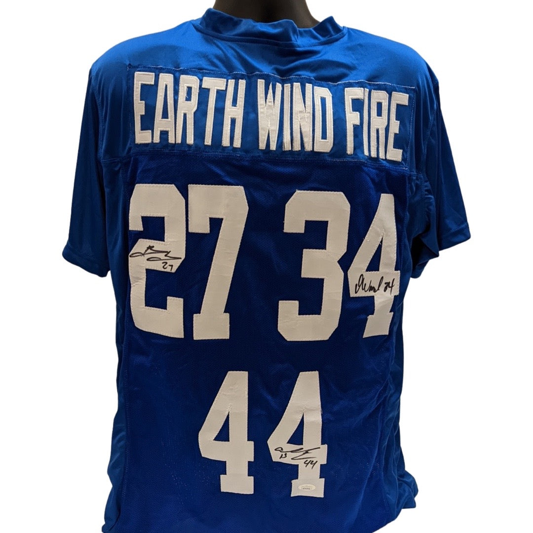 Brandon Jacobs, Ahmad Bradshaw & Derrick Ward Autographed New York Giants Earth Wind & Fire Blue Jersey JSA