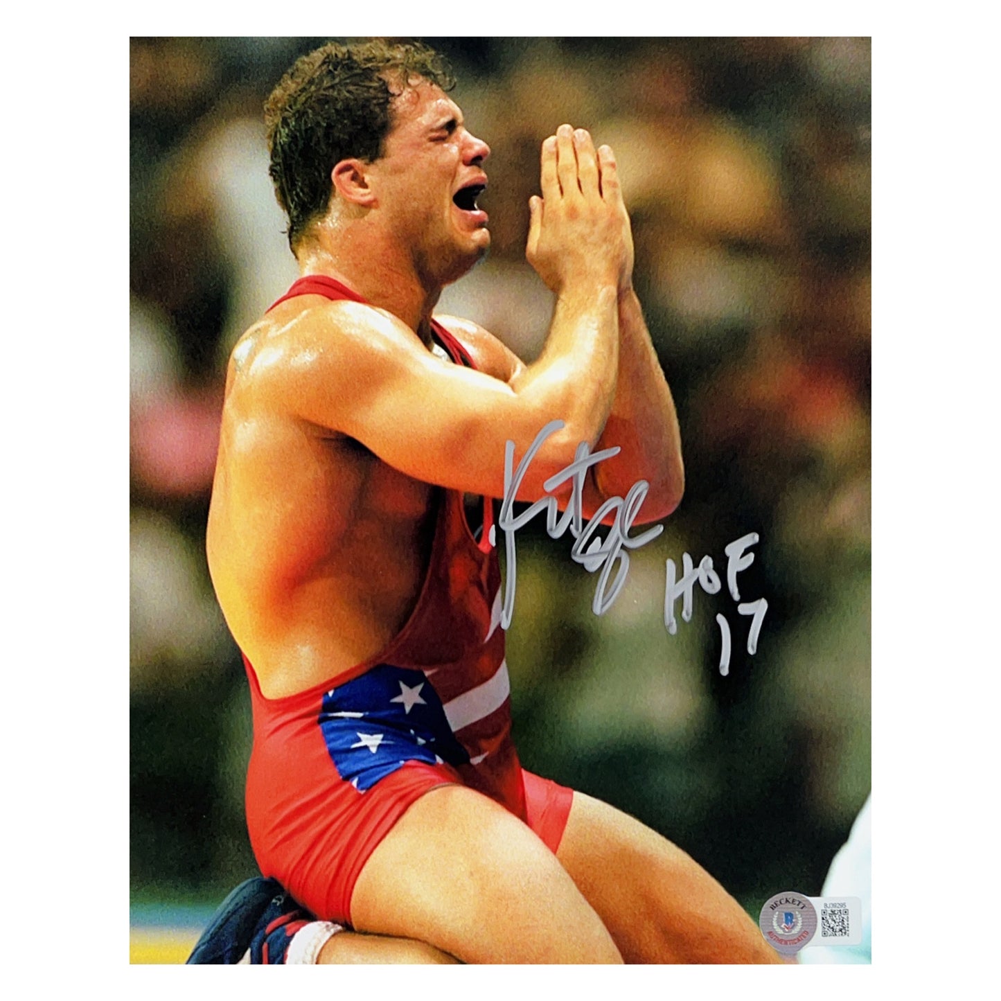 Kurt Angle Autographed Olympic Win 8x10 Beckett