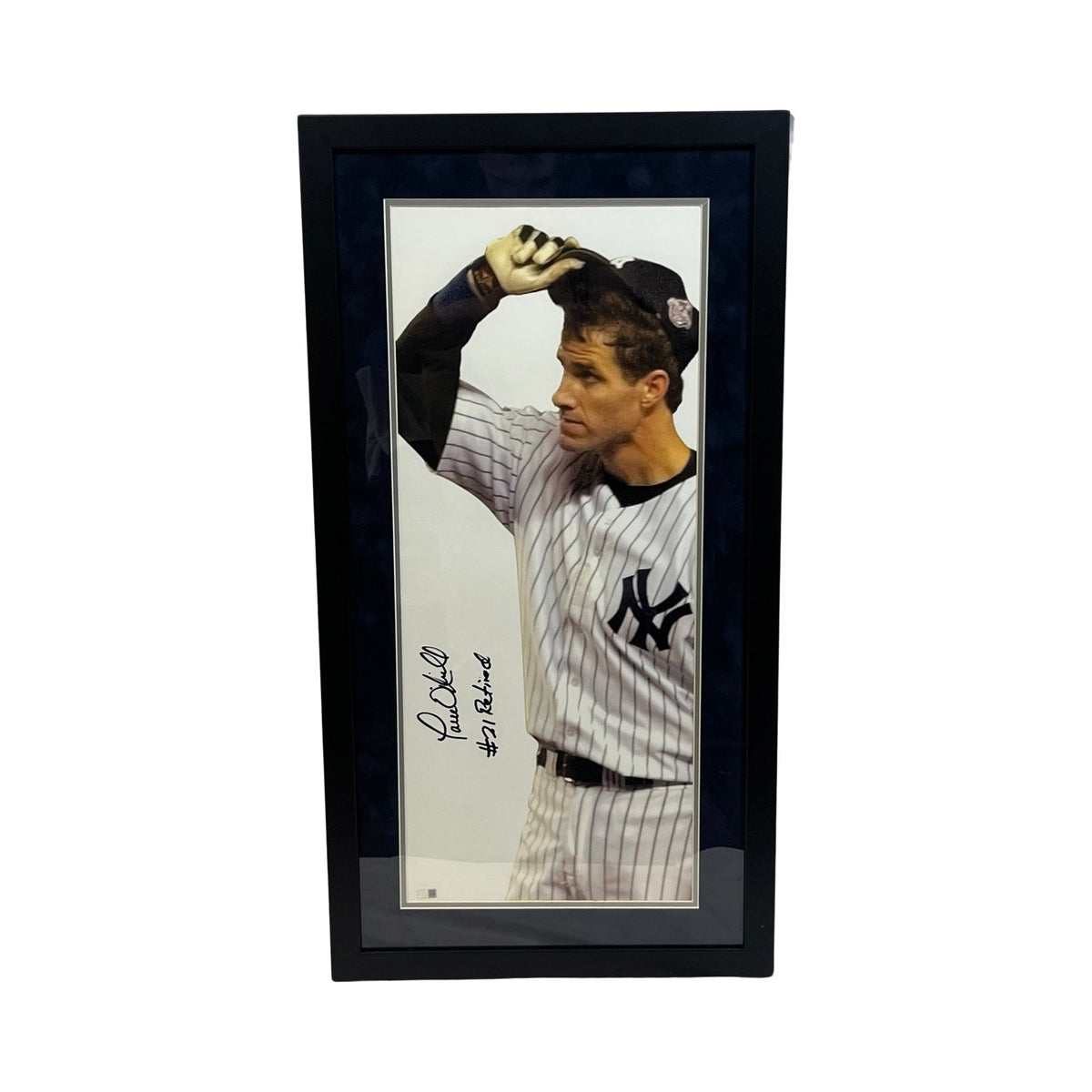 Paul O’Neill Autographed New York Yankees Framed Cap Tip White 12x28 #21 Retired Inscription Steiner CX
