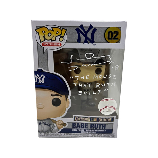 Johnny Damon Autographed New York Yankees Babe Ruth Funko Pop “The House That Ruth Built” Inscription Steiner CX
