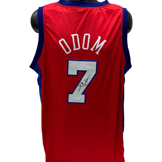 Lamar Odom Autographed Los Angeles Clippers Red Jersey JSA