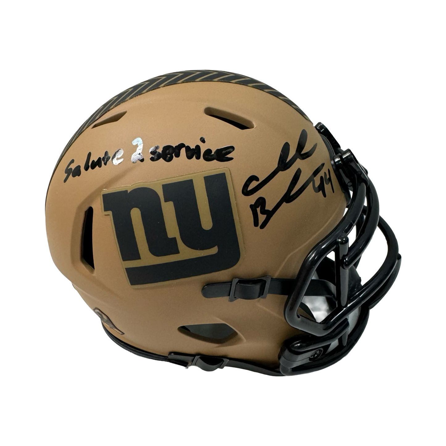 Ahmad Bradshaw Autographed New York Giants Salute to Service Mini Helmet “Salute 2 Service” Inscription Beckett