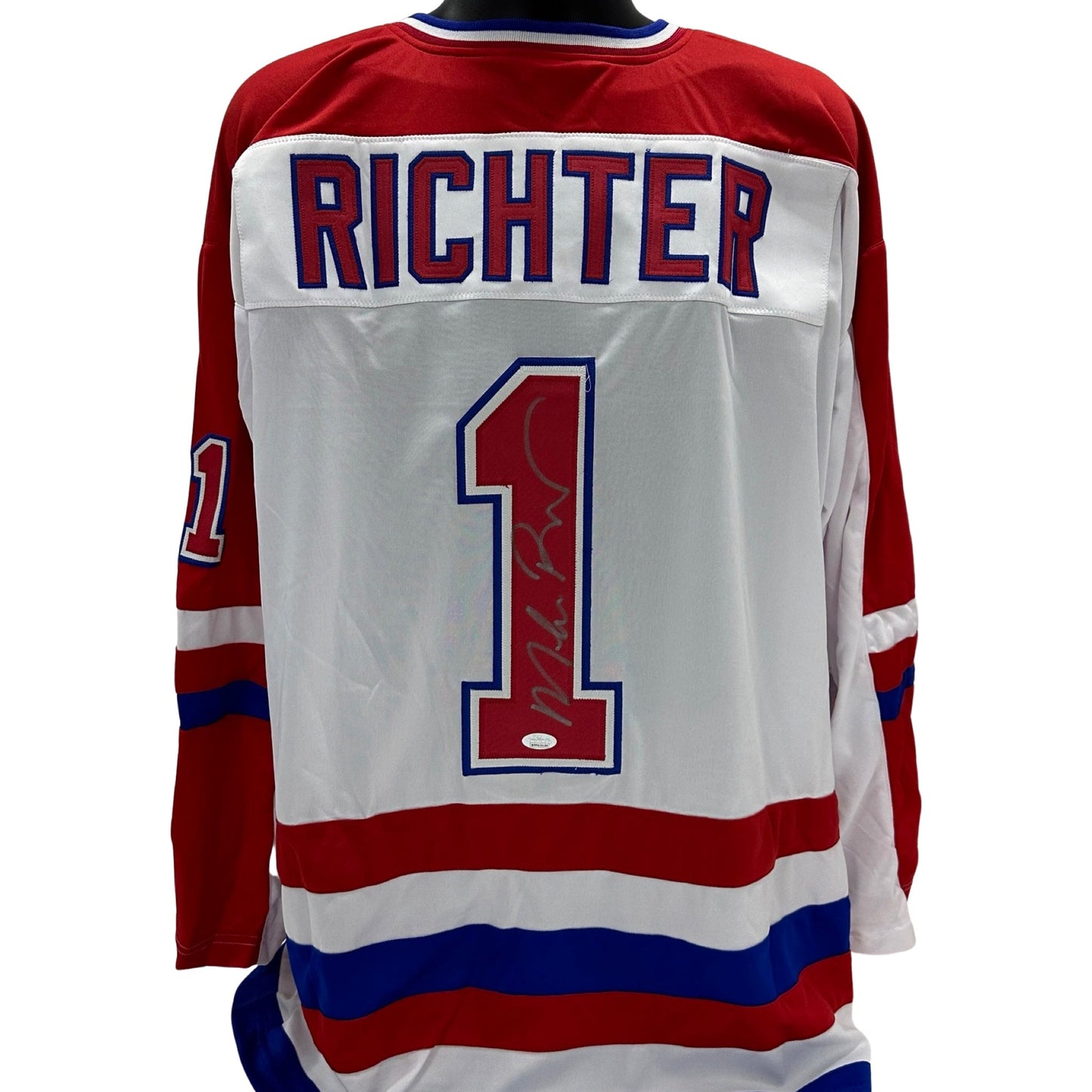 Mike Richter Autographed New York Rangers 1994 USA Hockey White and Red Jersey JSA