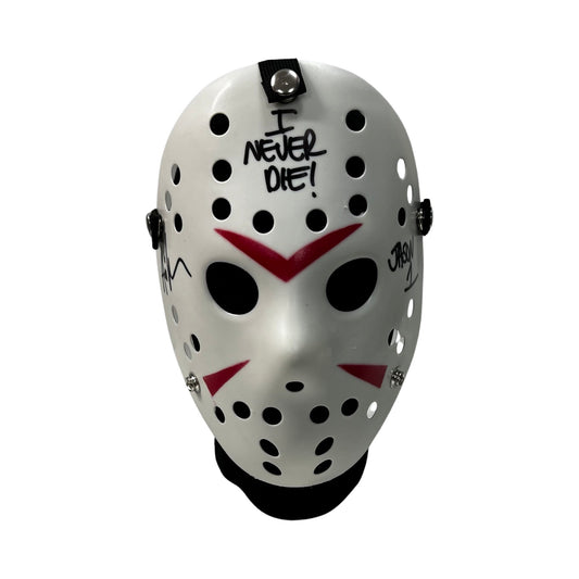 Ari Lehman Autographed Jason Voorhees Friday the 13th White Mask “I Never Die! Jason 1” Inscriptions Steiner CX