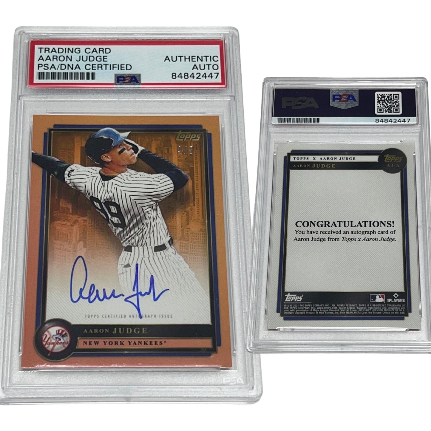 2022 Aaron Judge Topps X #AJ-A /5 Autographed PSA Auto Authentic