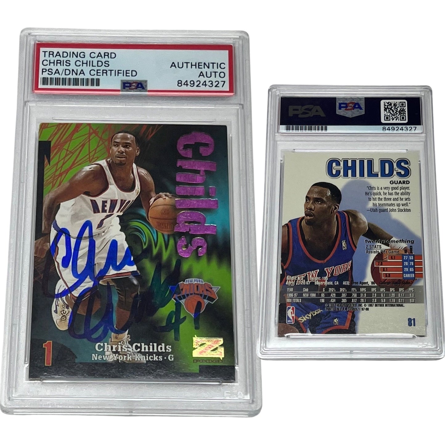 1997-98 Chris Childs Skybox Z Force #81 Autographed PSA Auto Authentic