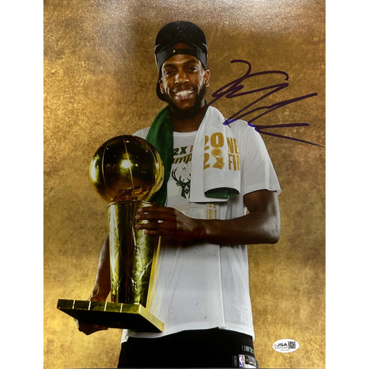 Khris Middletown Autographed Milwaukee Bucks Trophy 11x14 JSA