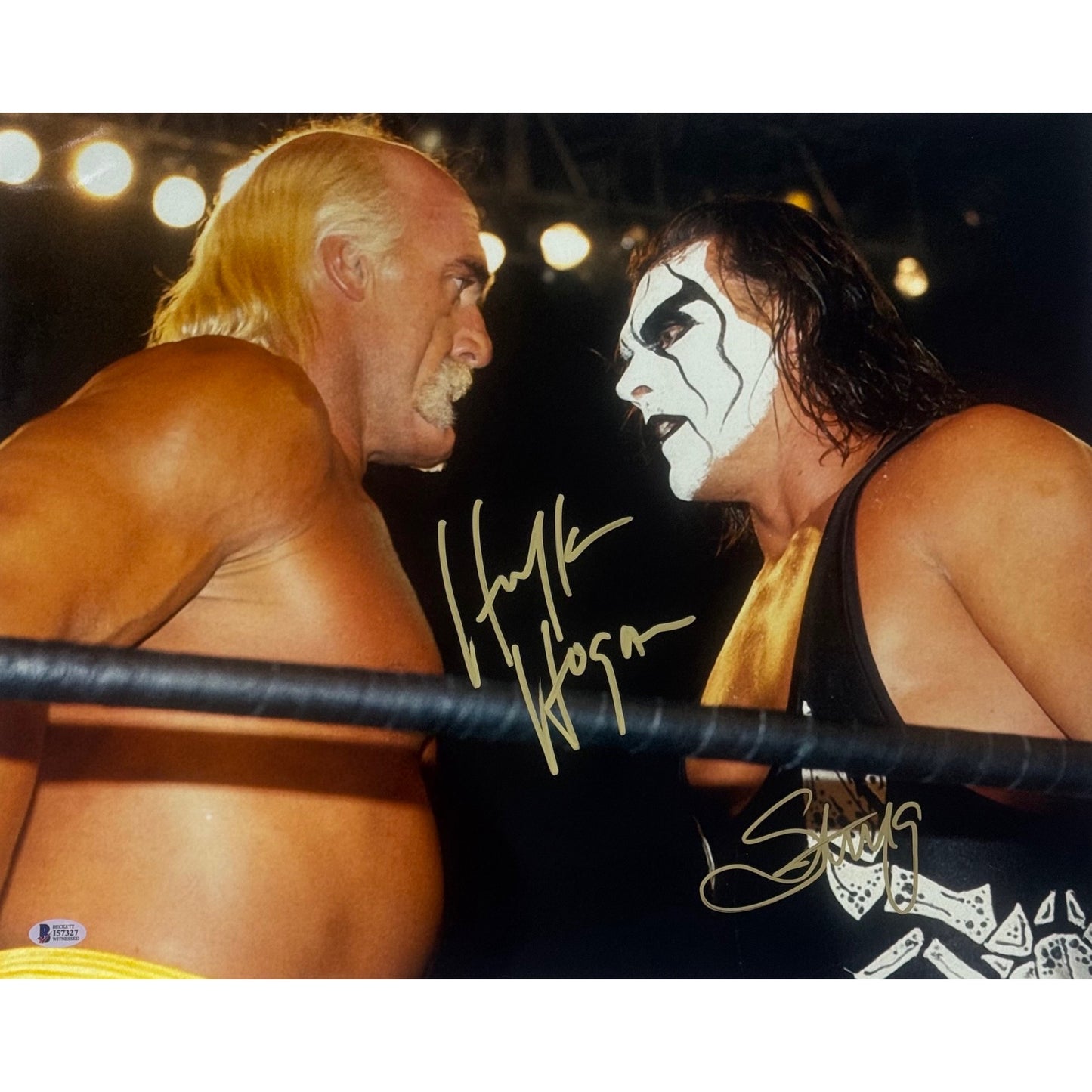 Hulk Hogan And Sting In Ring Autograph 16x20 Beckett BAS