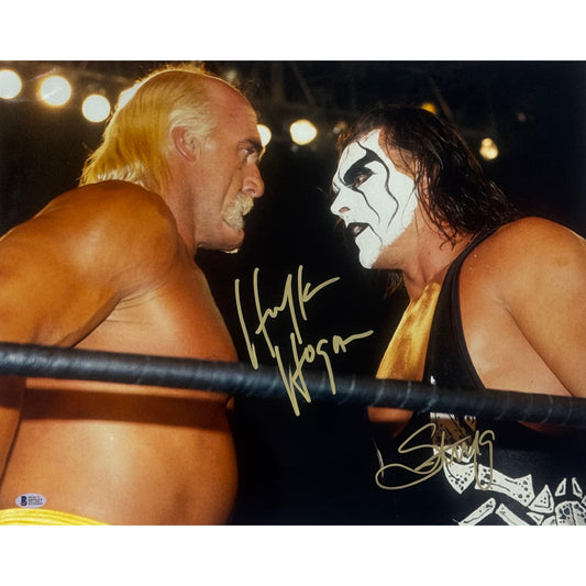 Hulk Hogan And Sting In Ring Autograph 16x20 Beckett BAS