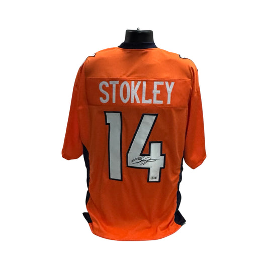 Brandon Stokely Denver Broncos Orange Jersey Beckett BAS