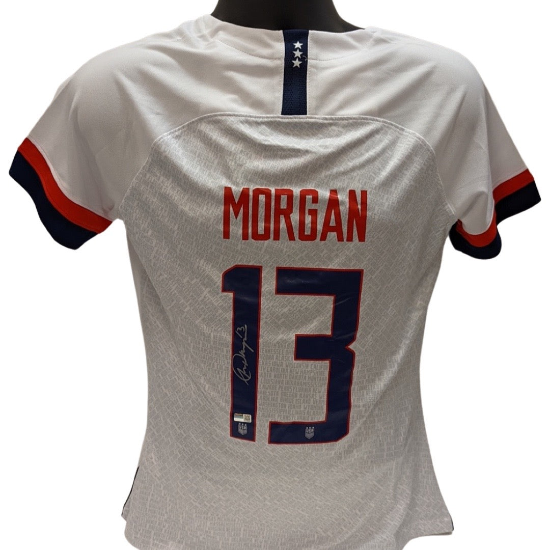 Alex Morgan Autographed USA Soccer Nike White/Red Name/Blue Number Jersey Steiner CX