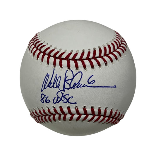 Wally Backman Autographed New York Mets OMLB 86 WSC Inscription Steiner CX