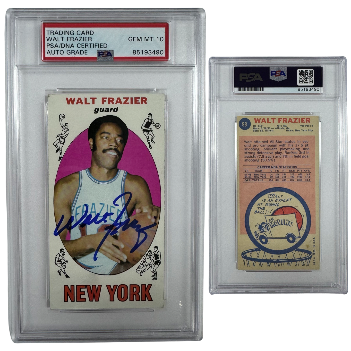 1969-70 Walt Clyde Frazier Autographed Topps #98 PSA Auto GEM MT 10