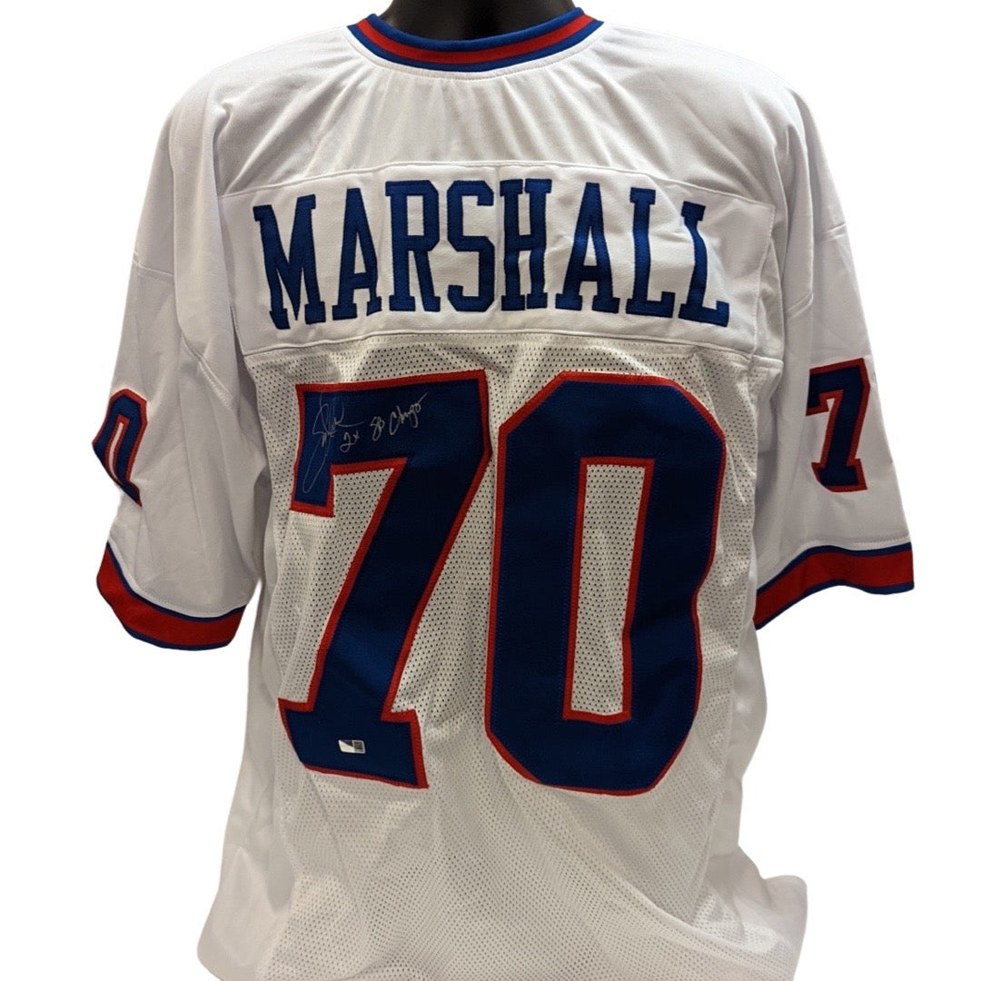 Leonard Marshall Autographed New York Giants White Jersey “2x SB Champ” Inscription Steiner CX