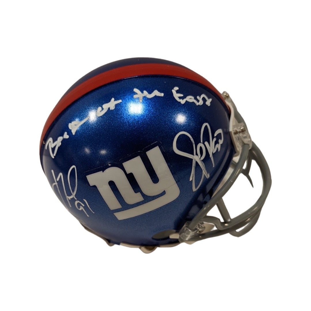Justin Tuck & Jason Pierre Paul Autographed New York Giants Mini Helmet Beast of the East Inscription JSA