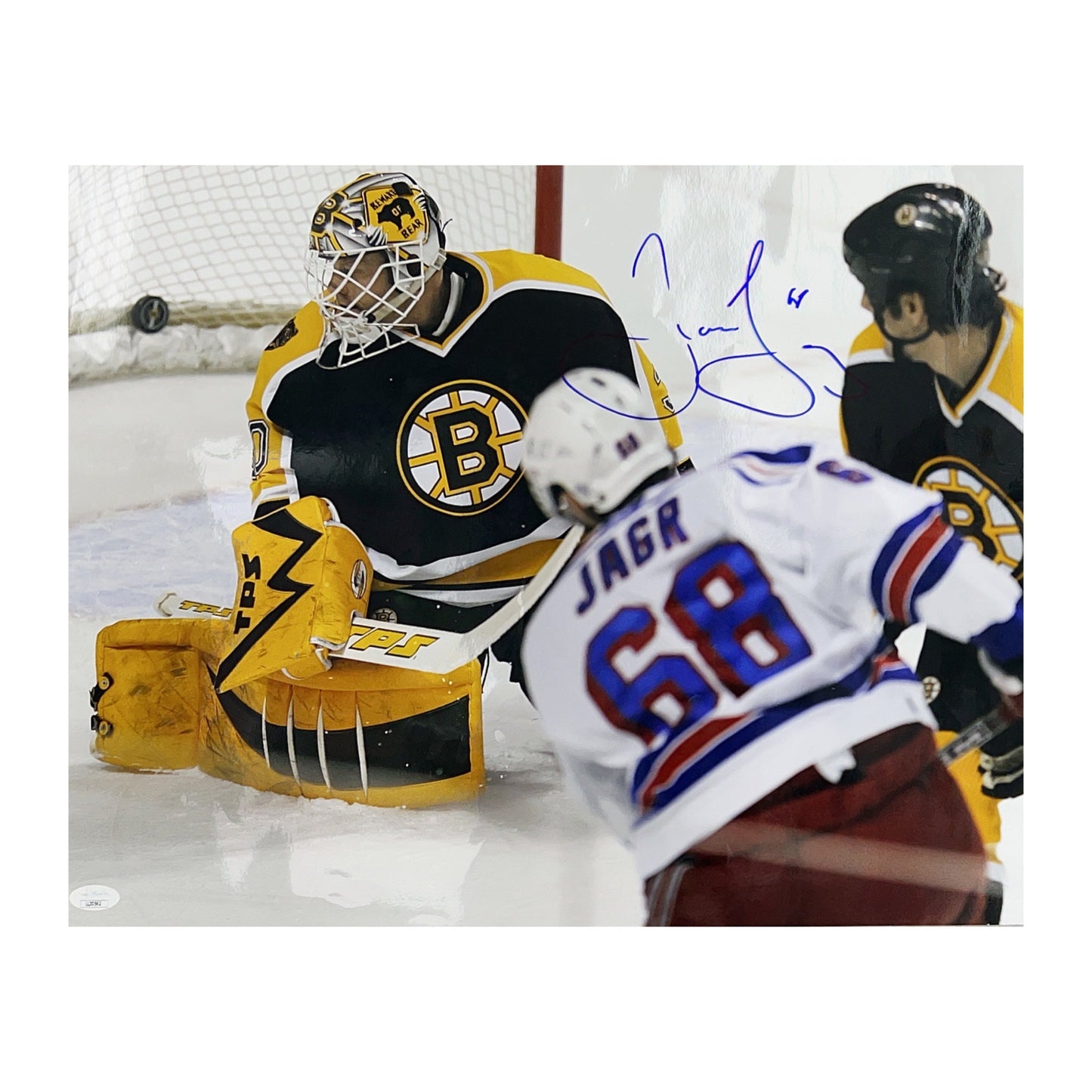 Jaromir Jagr Autographed New York Rangers Slap Shot 16x20 JSA
