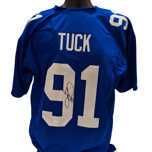 Justin Tuck Autographed New York Giants Blue Jersey JSA