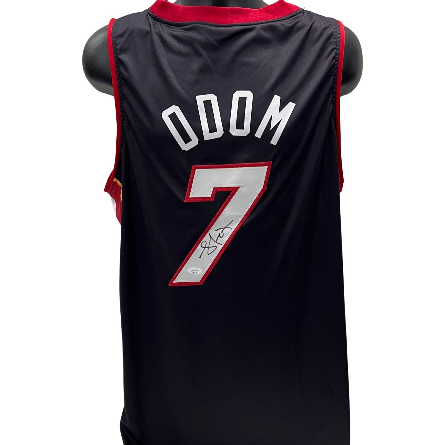 Lamar Odom Autographed Miami Heat Black Jersey JSA
