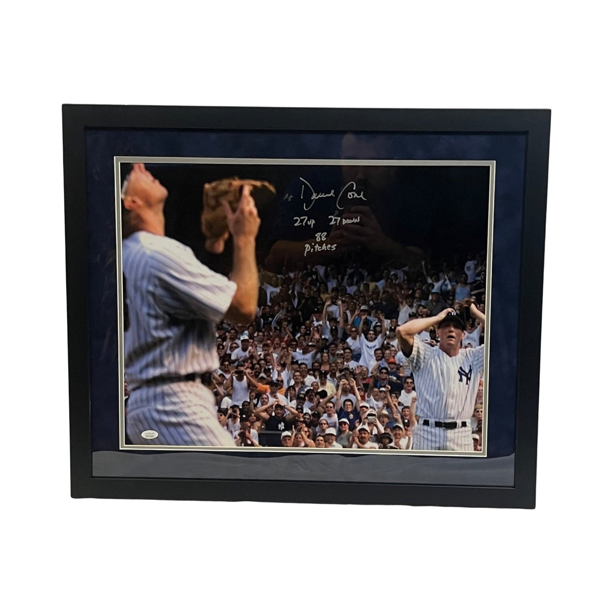 David Cone Autographed New York Yankees Framed 20x24 27 Up, 27 Down, 88 Pitches Inscriptions JSA