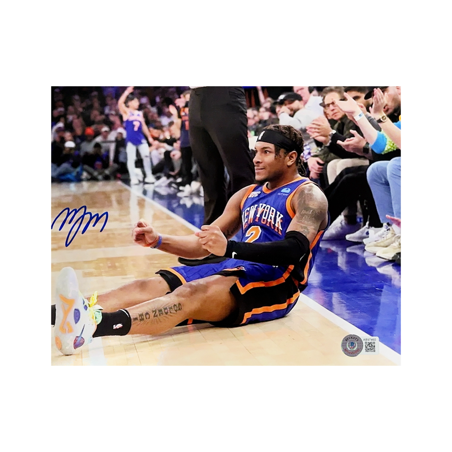 Miles “Deuce” McBride Autographed New York Knicks On Ground 8x10 Beckett