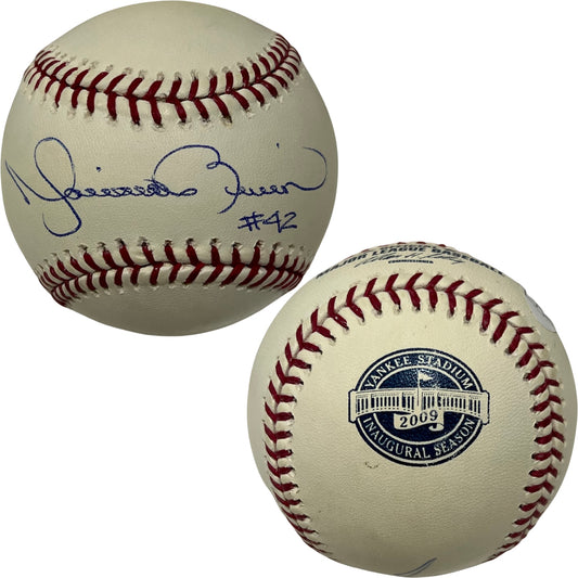 Mariano Rivera Autographed New York Yankees Yankee Stadium Inaugural Season Logo Baseball #42 Inscription Steiner