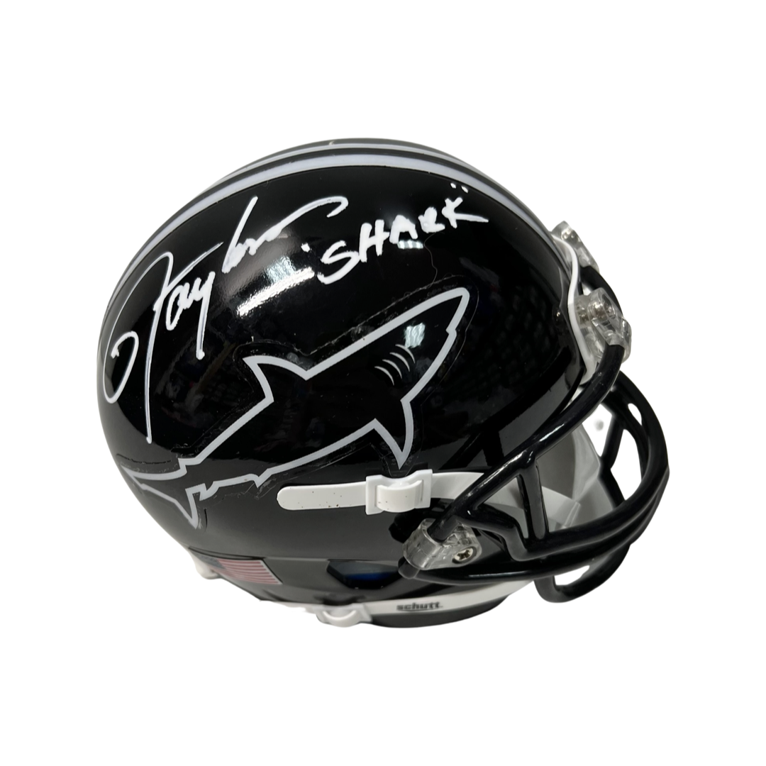 Lawrence Taylor Autographed Any Given Sunday Sharks Mini Helmet "Shark" Inscription Steiner CX
