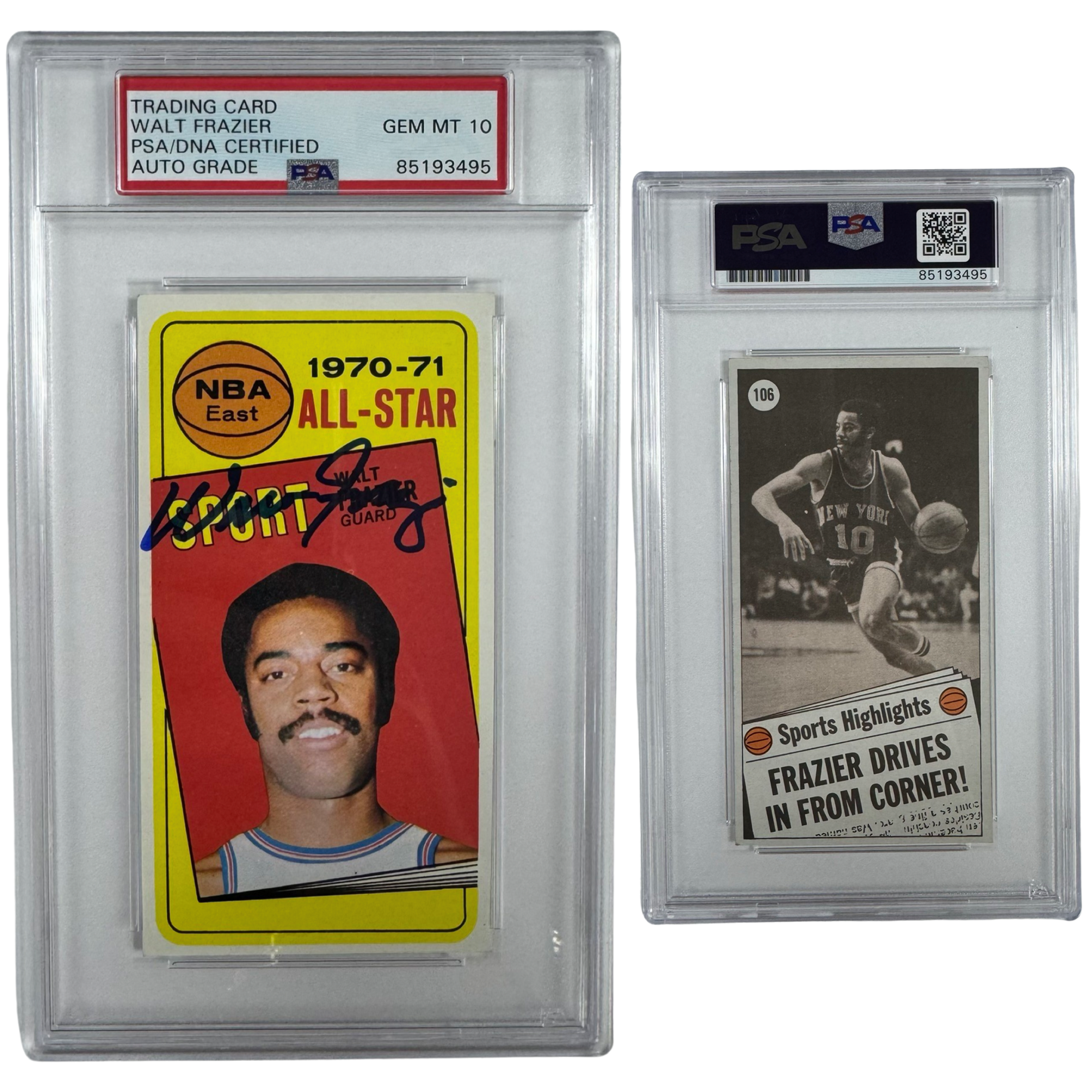 1970-71 Walt Clyde Frazier Autographed Topps All Star #106 PSA Auto GEM MT 10