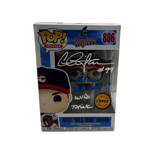 Charlie Sheen Autographed Major League Funko Pop "Blow Me Ump & Wild Thing" Inscriptions Steiner CX