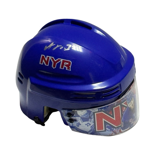 Adam Fox Autographed New York Rangers Blue Mini Helmet Beckett BAS