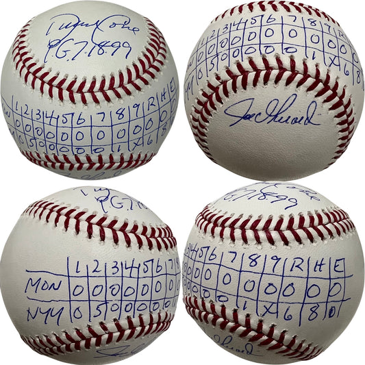 David Cone & Joe Girardi Autographed New York Yankees OMLB “PG 7.18.99” & Full Box Score Inscriptions JSA