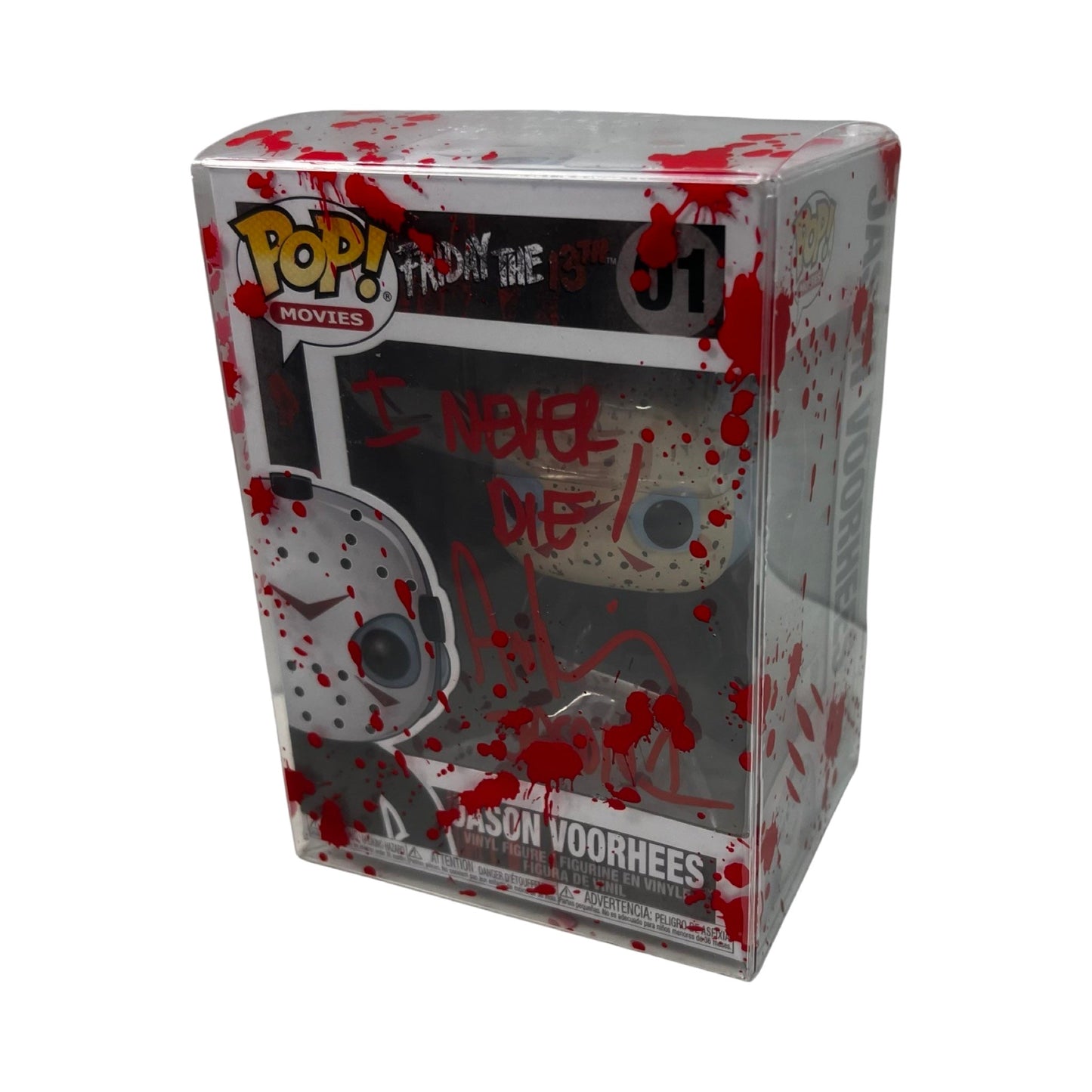 Ari Lehman Autographed Jason Voorhees Friday the 13th Funko Pop #01 I Never Die!, Jason 1 Inscriptions Red Ink Steiner CX