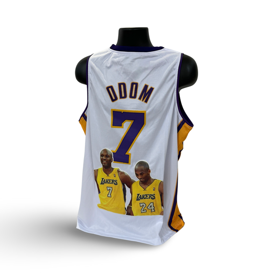 Lamar Odom Unsigned Los Angeles Lakers White Art Custom Jersey