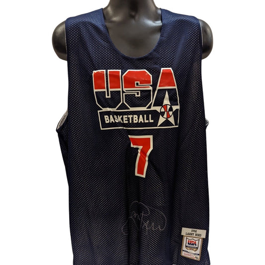 Larry Bird Autographed Boston Celtics 1992 USA Basketball Olympic Dream Team Navy Mitchell & Ness Practice Jersey JSA & Larry Bird COA