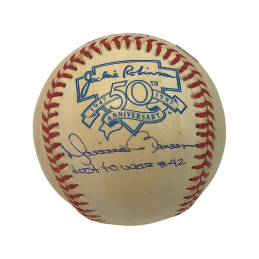 Mariano Rivera Autographed New York Yankees Jackie Robinson 50th Anniversary Logo Baseball “Last to Wear #42” Inscription Steiner CX