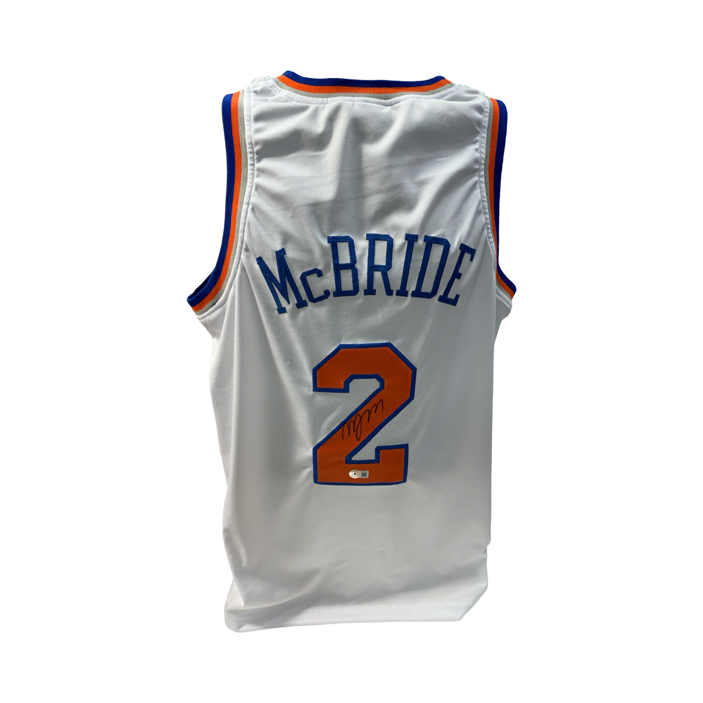 Miles “Deuce” McBride Autographed New York Knicks White Jersey Beckett