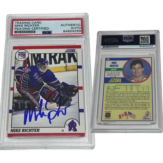 1990-91 Mike Richter Score Rookie Card #74 Autographed PSA Auto Authentic