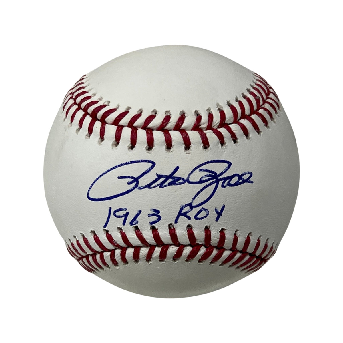 Pete Rose Autographed Cincinnati Reds OMLB 1963 ROY Inscription Steiner CX