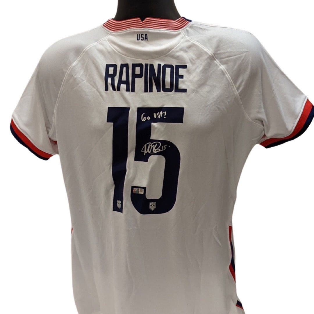 Megan Rapinoe Autographed USA Soccer Nike White/Navy Jersey Go USA Inscription Steiner CX