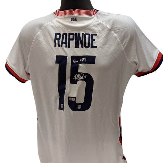 Megan Rapinoe Autographed USA Soccer Nike White/Navy Jersey Go USA Inscription Steiner CX