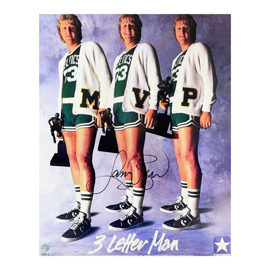 Larry Bird Autographed Boston Celtics 3 Letter Man 16x20 Larry Bird COA & Steiner CX