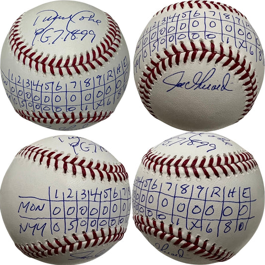David Cone & Joe Girardi Autographed New York Yankees OMLB PG 7.18.99 & Full Box Score Inscriptions JSA