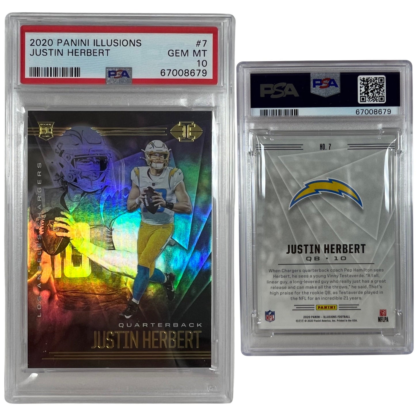 2020 Justin Herbert Panini Illusions Rookie Card #7 PSA GEMMT 10 LA Chargers