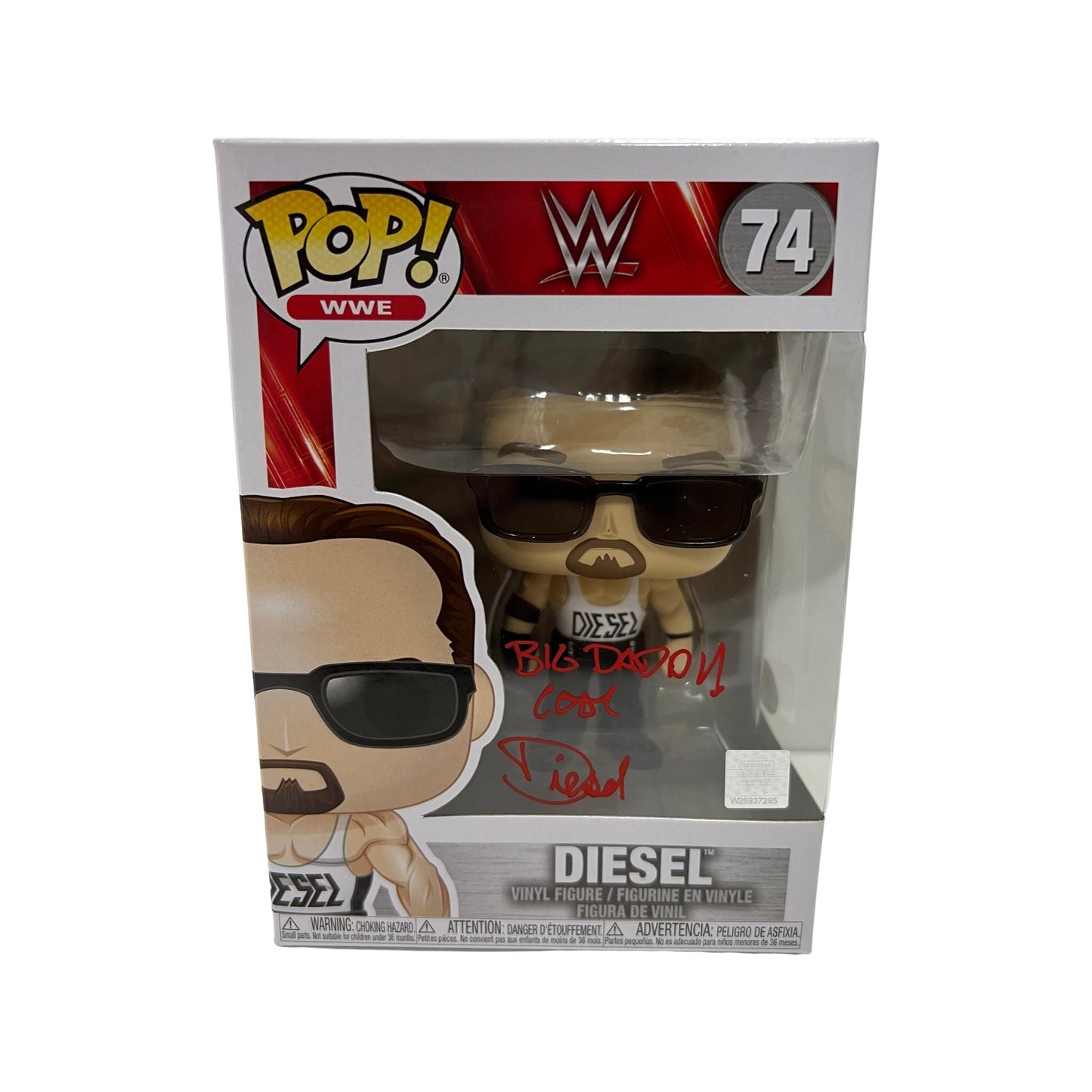 Kevin Nash Autographed Diesel WWE Funko Pop Big Daddy Cool Inscription Red Ink Steiner CX