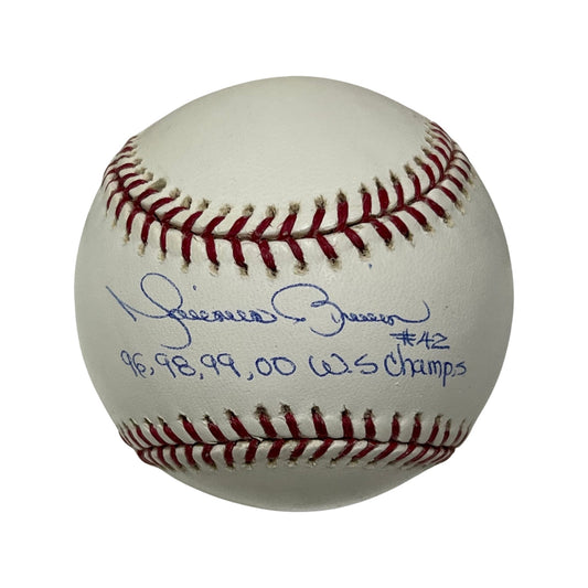 Mariano Rivera Autographed New York Yankees OMLB 96, 98, 99, 00 WS Champs Inscription JSA