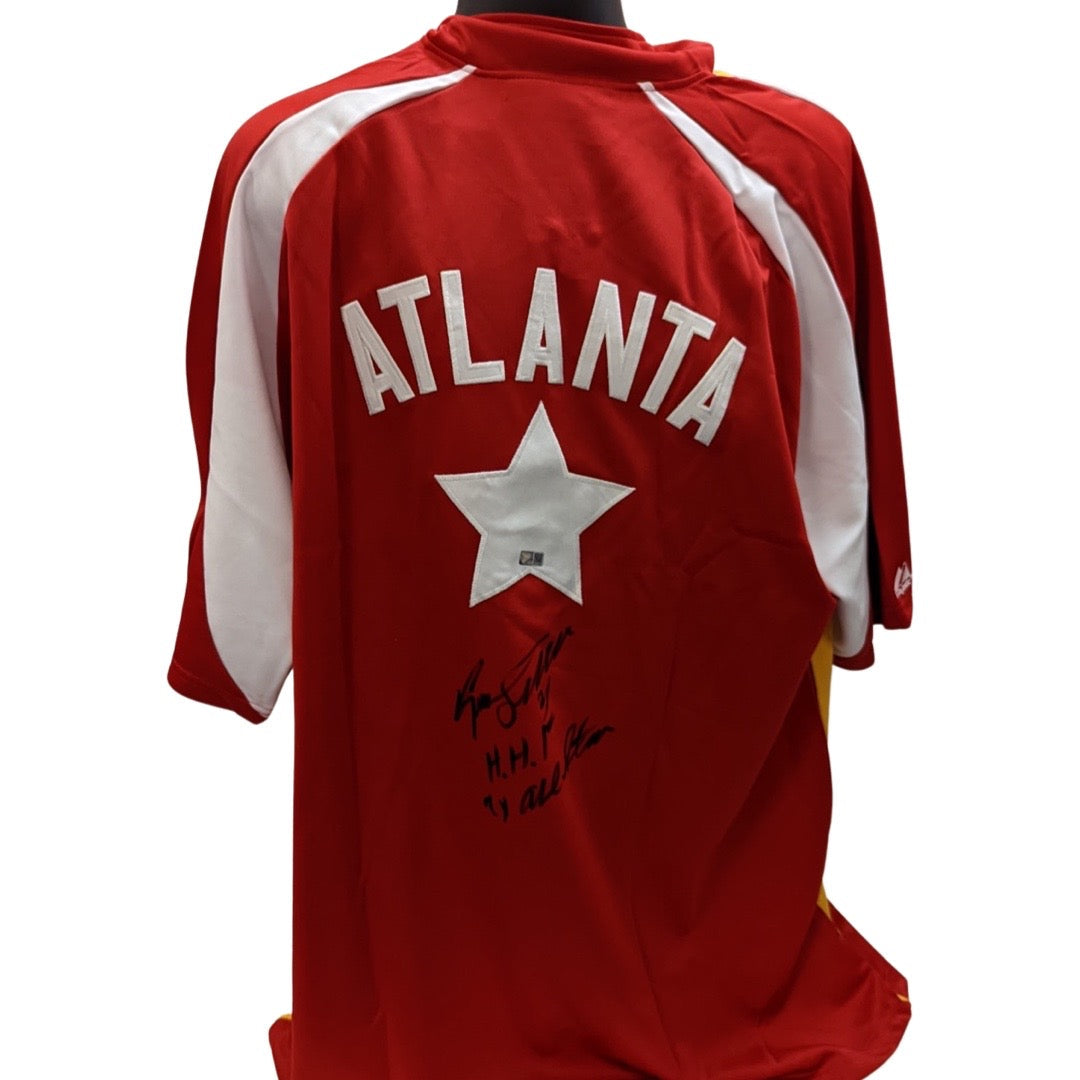 Dominique Wilkins Autographed Atlanta Hawks Old School Authentic Warmup Jacket HHF, 9x All Star Inscriptions Steiner CX