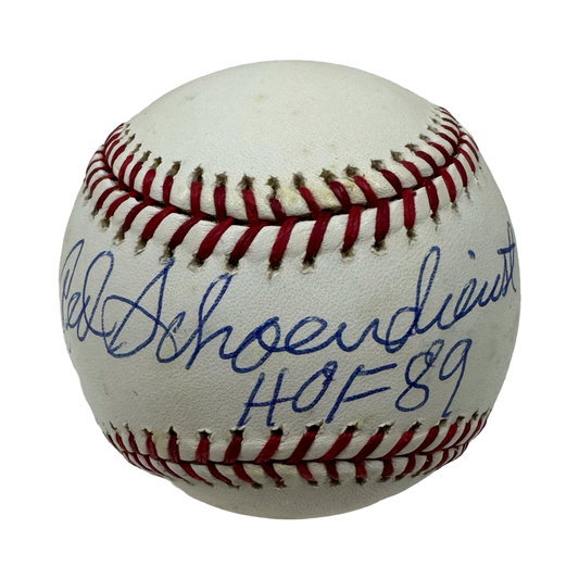 Red Schoendienst Autographed Official National League Baseball HOF 89 Inscription JSA
