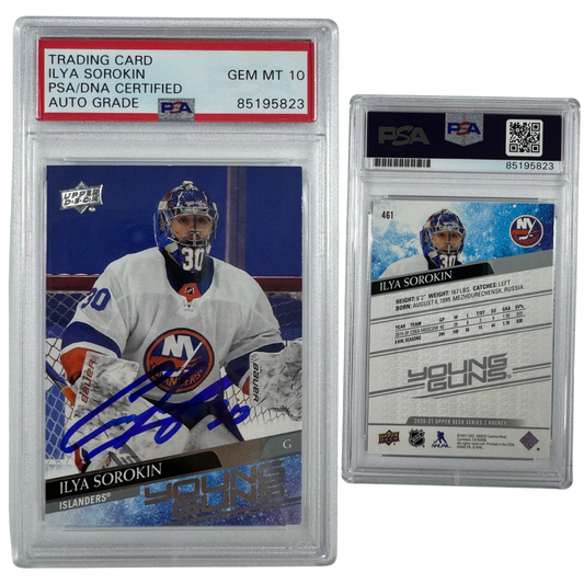 2020-21 Ilya Sorokin Autographed Upper Deck Series 2 Young Guns #461 PSA Auto GEM MT 10
